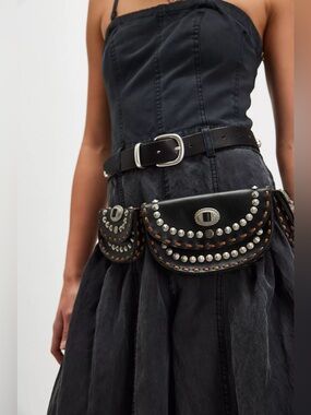 Free People Lucky Stars Pocket Belt Black